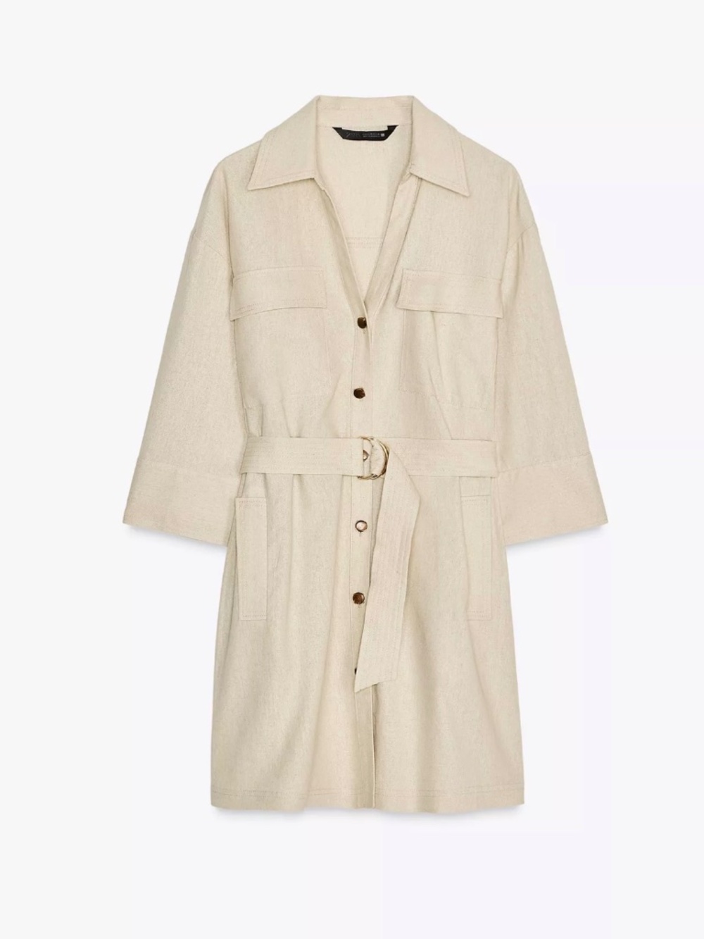 Belted linen mini dress